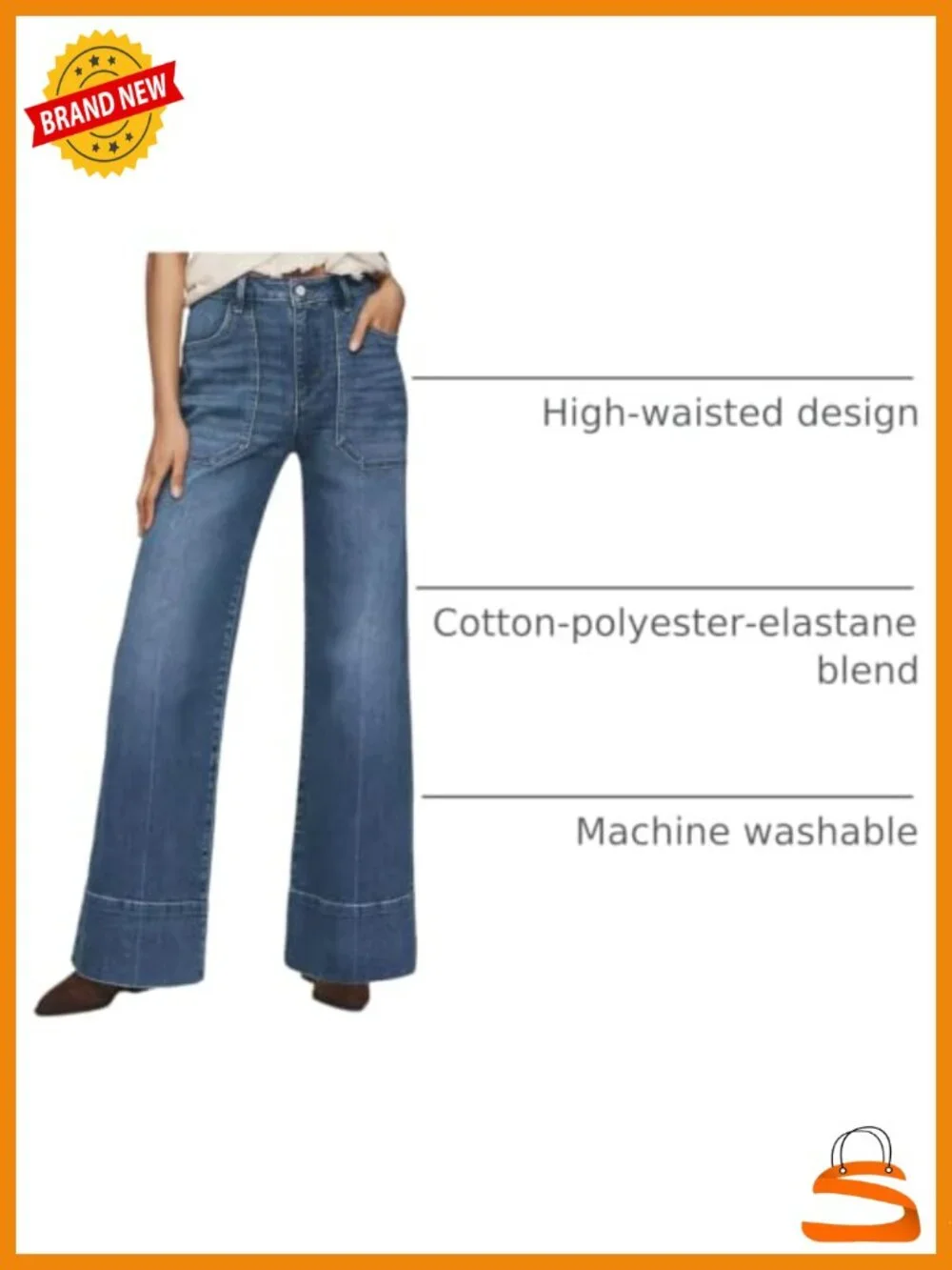 High Waisted Wide Leg Baggy Jean with Front Pockets